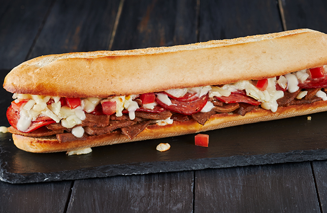 Super Donair sandwich with donair meat, pepperoni and mozzarella