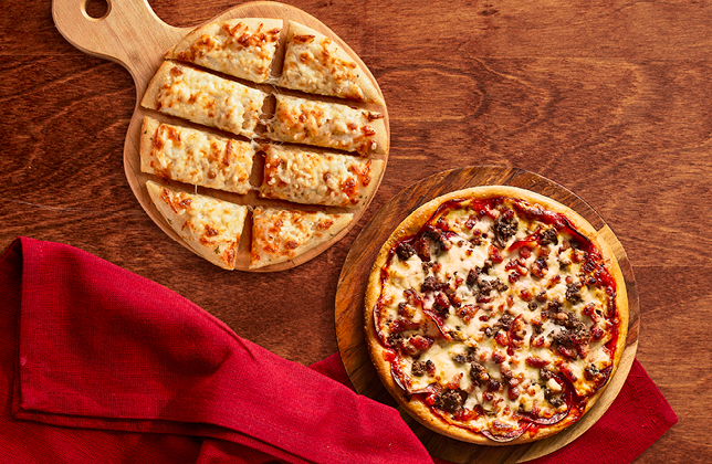 6-inch three-topping pizza with a choice of side