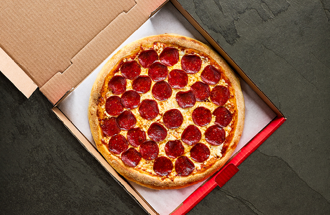 15-inch round takeout pizza with one topping